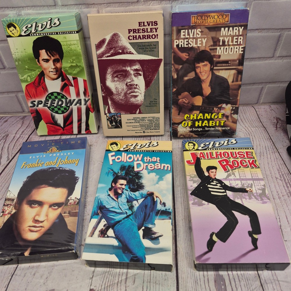 Elvis Presley VHS Movie‎ Lot of 6 Jailhouse Rock Speedway Charro Video Tapes
